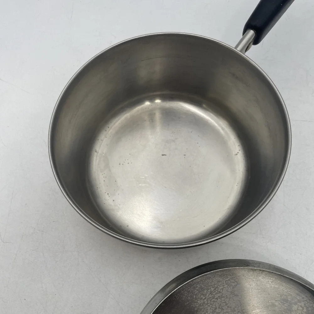 Vtg RevereWare Copper Bottom Saucepan Lot of 4 Pots+3 Lids 4qt 3qt 2qt 1qt-Clean